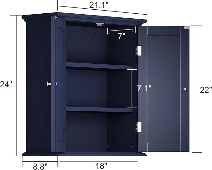 ChooChoo Bathroom Wall Cabinet with 2 Doors, Over The Toilet - Image 3