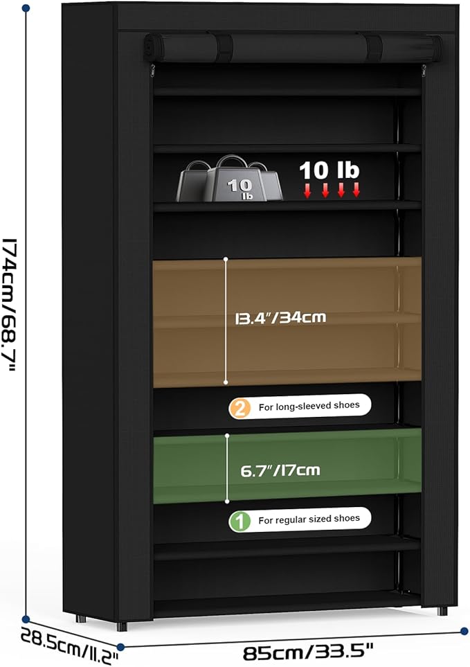 Mavivegue Shoe Rack with Cover, 10+1 Tier Tall Shoe Storage - Image 3