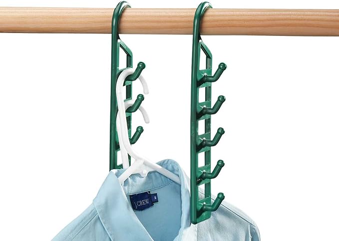Space Saving Closet Hanger Holders - Set of 4 Durable Green Plastic - Image 2