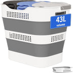OOAMBB 43L(11.5Gallon) Collapsible Plastic Laundry Basket (Grey,1 Pack) by OOAMBB