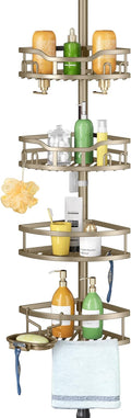 HAMITOR Shower Caddy Corner Tension Pole Adjustable No-Drill Bathroom Shelf by HAMITOR
