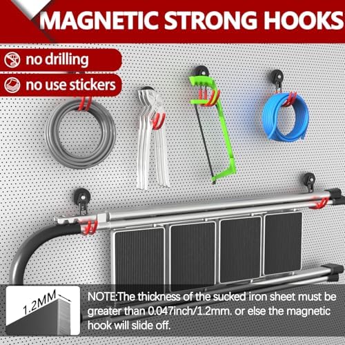 3-H Heavy Duty Magnetic Hooks, Large Magnet Hooks,4 Pack Red - Image 4