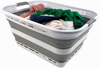 SAMMART 42L (11 Gallons) Collapsible Plastic Laundry Basket - Foldable Pop Up Storage Container/Organizer - Portable Washing Tub - Space Saving Hamper/Basket [BPA Free] (White/Grey) - Image 5