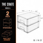 BINO | Stackable Storage Drawers, Small - 2 Pack, Clear | THE CRATE COLLECTION | Storage Bins With Drawers | Bathroom Organizers | Under Sink Organizer | Vanity Cabinet Home Organization - Image 2
