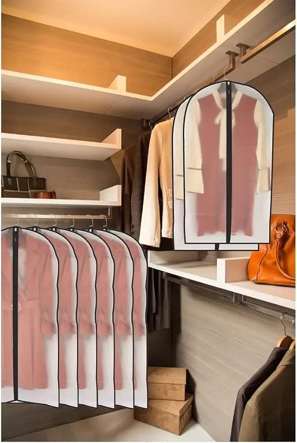 Garment Bags for Hanging Clothes 12 PCS Transparent Waterproof Dustproof Storage for Wardrobe Storage Suit Covers for Closet Cloth Cover Washable Clear Reuse Full Zipper for Suits Gowns 24''x40'' - Image 7