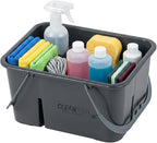 Restaurantware-Clean Tek Professional Cleaning Caddy, 1 Cleaning Supply Caddy With Handle - 4 Compartment, Multipurpose, Gray Plastic, All-Purpose, For Bathroom, Bedroom, Kitchen, Or Garden by Restaurantware
