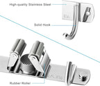 Broom and Mop Holder Wall Mounted, Broom Hanger Storage Rack, Stainless Steel Mop Hanger, Dustpan Holders with 2 Racks and 3 Hooks, Heavy Duty utility hooks for hanging brooms and mops - Image 2