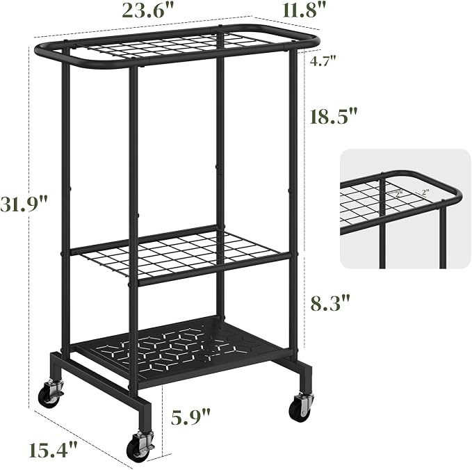 Rolling Garden Tool Organizer, Heavy Duty Steel Yard Tool Rack broom holder - Image 4