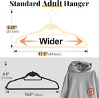 Velvet Felt Stackable Hangers 50 Pack, Thin & Space Saving, Ivory | Non Slip, 15Lbs Capacity Heavy Duty With 360° Swivel Hook, Shoulder Notches, No Shoulder Bump, for Coat Suit Shirt Dress - Image 3