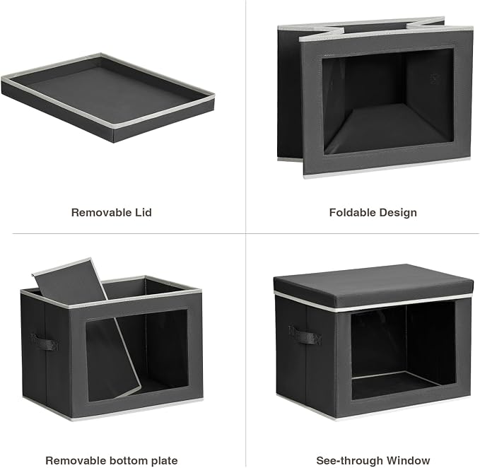 Homsorout Stackable Storage Bins with Lids - Large Decorative Basket with Lids, Fabric Foldable Closet Organizer Bins, Shelf Organizer for Living Room, Dorm, 5 Pack, Dark Grey - Image 7