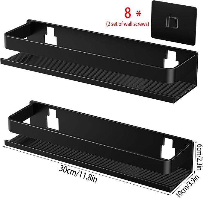 Aluminum Shower Caddy 2-Layers (11.8in) No Drill Shower Shelves - Image 2