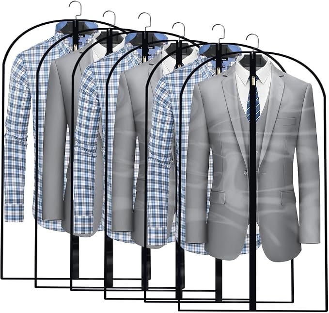Clear Garment Bags for Hanging Clothes Travel (Set of 6) Suit Bags for Closet Storage Clothes Storage Bags Closet Cover for Open Closet with Zipper for Coats, Jackets, Shirts by HomeClean