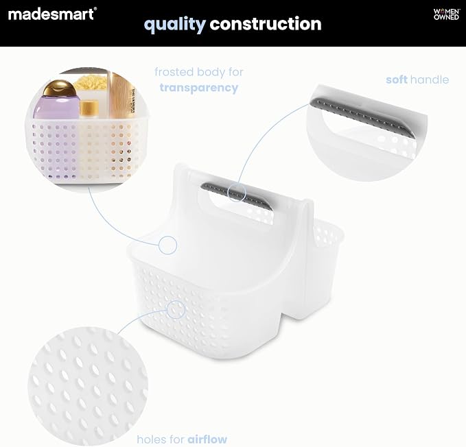 madesmart Shower Tote with Soft Grip Handle, Frost - Image 6
