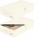 Under Bed Storage Container Bins 2 Pack, Low Profile Foldable Underbed Clothes Storage Organizer W/ Ultra Thick Fabric and Sturdy Bottom/Sides, Dual Zipper Storage Box for Dorm and Home 30x16x6.7" by KUKIKAN