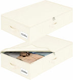 Under Bed Storage Container Bins 2 Pack, Low Profile Foldable Underbed Clothes Storage Organizer W/ Ultra Thick Fabric and Sturdy Bottom/Sides, Dual Zipper Storage Box for Dorm and Home 30x16x6.7" by KUKIKAN