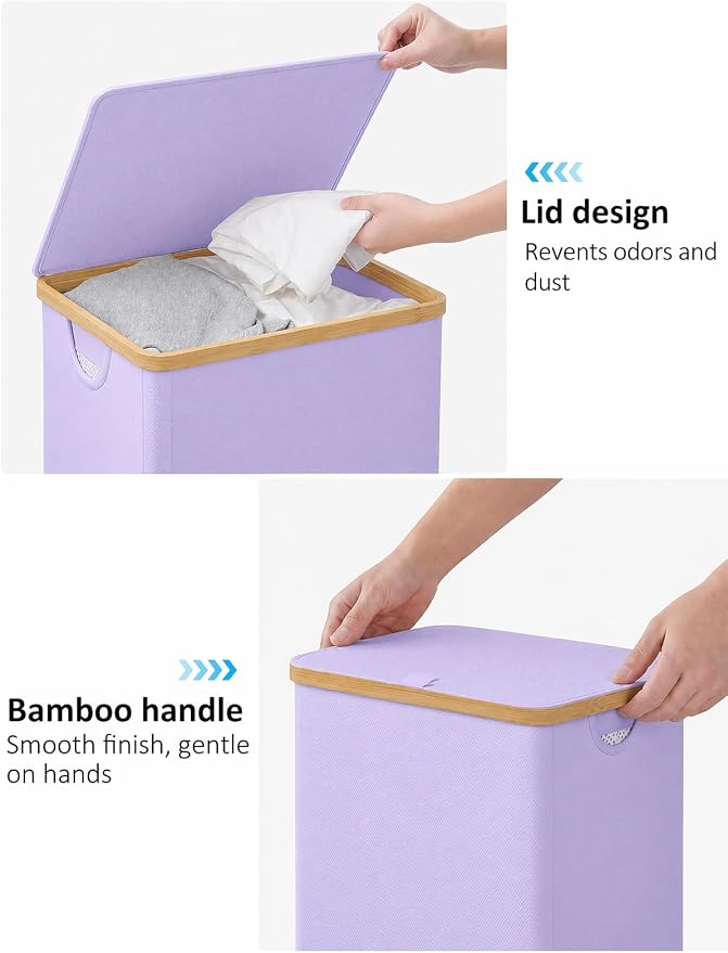 IEGrow Laundry Hamper with Lid,110L Laundry Basket with Mesh Bags,Purple - Image 6