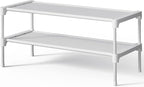 Kitsure Shoe Rack - Non-Woven Shoe Rack Shelf, 27.5" Wide - 2 Tier, White | Shoe Organizer for Closet, Entryway, Garage, Stackable Shoe Shelves, college dorm&apartment essentials by Kitsure