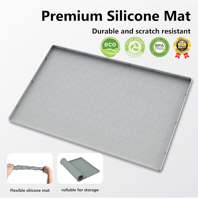 Mateeylife Under Sink Mat Kitchen Waterproof, Silicone Sink Tray 22"X31" - Image 2