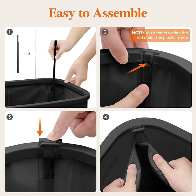 Lifewit 105L Large Laundry Basket with Lid, Laundry Hamper with Plastic Handles and Removable Bag, Foldable Tall Dirty Clothes Hampers for Laundry for Laundry Room, Bedroom, Bathroom, Dorm, Black - Image 2