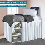Dorm Bed Skirt, Twin XL, 40" Drop, White - Image 3