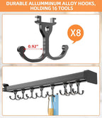 Pull Out Broom Holder With Adjustable Double Row Sliding Hook-Grey 18IN - Image 4