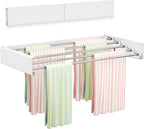 Vikaqi Wall Mounted Clothes Drying Rack 23.6", Foldable Wall Mount Laundry Rack Folding Indoor, Drying Rack Clothing Collapsible, Hidden Space Saver with Wall Template, 5 Rods, White by DiscovertheEleganceofAir-drying
