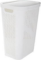 Mind Reader 60L Slim Laundry Hamper, Clothes Basket, Lid, Ventilated, Plastic, Set of 2, White - Image 6