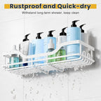 OMAIRA 3-Pack Shower Caddy with Soap Holder, Adhesive Rustproof No-drill Strudy Loading Inside Shower Organizer Shelves Rack Storage Bathroom Organization for Smooth Wall Glass Tile, White (XX-Large) - Image 4
