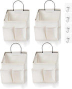 4pcs Wall Hanging Storage Bag,Wall Hanging Organizer bags with Pockets, Wall Organizer Storage for Dormitory Bathroom Bedroom (White-upgraded) by Someteth