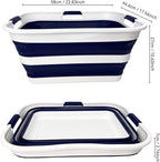 SAMMART 42 (11 Gallons) Collapsible Plastic Laundry Basket, Foldable Pop Up Storage Container/Organizer, Space Saving Hamper, Portable Bin for Dorm Room Bathroom (2, White/Starry Blue) - Image 9