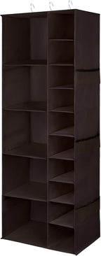 Libeder Shoe Organizer for Closet, 15 Shelf Hanging Closet Storage Shelves - 10 Shoe Rack Organizer and 5 Compartment for Clothes with 6 Side Mesh Pockets for Scarf, Socks,Gloves, Coffee - Image 7