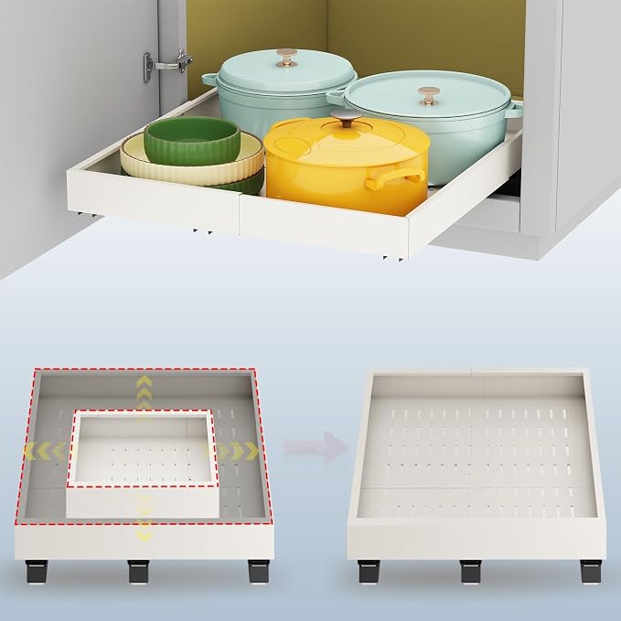Fokyfok Pull out Cabinet Organizer,15"-21"W,17"-24"D,Expandable,Adhesive by Fokyfok