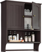 Bathroom Cabinet, Bathroom Wall Cabinet with 2 Doors and Adjustable Shelf, Wooden Medicine Cabinets Wall Mount, Over the Toilet Storage by MinoKesper