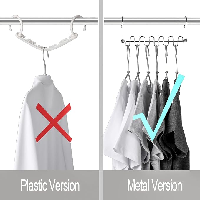 KLEVERISE 20 Pack Metal Space Saving Hangers, Stainless Steel Hangers, Magic Cascading Closet Clothing Hanger Organizer Space Saver, College Dorm Essentials - Image 6