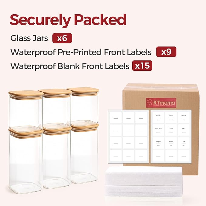 Glass Pantry Storage Containers with Lids 0.6/1.2/1.9 Qt 6 Pack - Image 8
