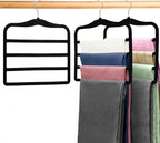 2-Pack Velvet Pants Hangers - Space Saving Multi-Layer Non-Slip Closet Organizers for Jeans, Trousers & Scarves - Ideal Dorm Room Storage Solution for Small Spaces by CLODSPAC