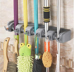PP Plastic Multi-Function Broom & Mop Wall Mount Holder (16.93.352.36in, Gray) - Screw-Mounted Space Saver for Kitchen/Garage/Garden Tool Organization - Image 4