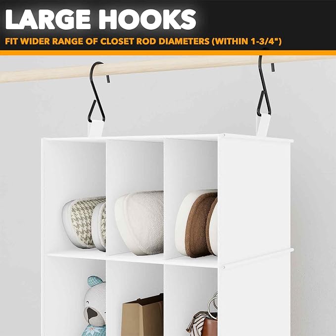 SpaceAid 2 Pack Hanging Closet Organizer and Storage with Dividers, 24 Compartments Hanging Shoe Shelves for Closet, Wardrobe, RV, Garment Rack - White - Image 5