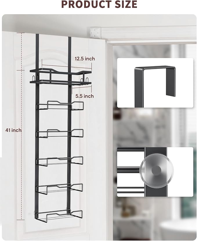 Aetyord Hanging Towel Racks for Bathroom No Drill - 6-Tier Over The Door Bath Towel Storage Organizer for Small Bathrooms - Tiered Back of Door Towel Holder Hanger for Rolled Towels RV Camper Black - Image 7
