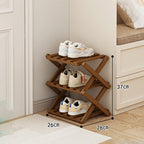 YYW Shoe Rack, Foldable Bamboo Shoes Shelf, Freestanding Shoe Storage Organiser for Entryway, Hallway, Bedroom, Closet (Brown, 3 Layers) - Image 2