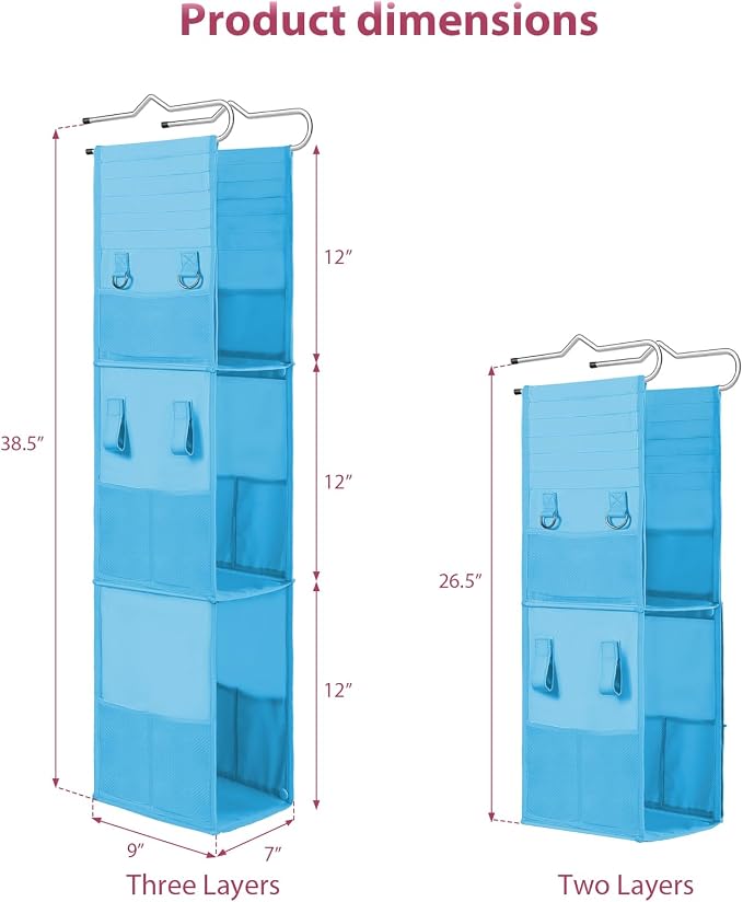LOVEGRASS 3 Shelf Locker Organizer, Locker Shelf with Side Pockets, Blue - Image 3