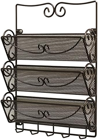 Deco Brothers Wall Mail Organizer with 5 Key Holder, 3 Tier, Bronze - Image 6