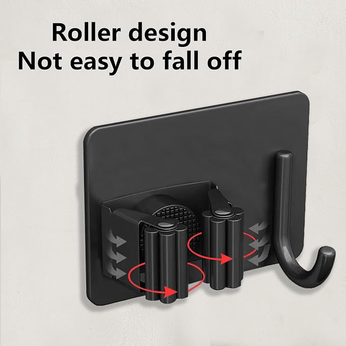 4Pcs Mop Broom Holder No Drill SUS304 Stainless Steel, Heavy Duty Tool Organizer Rack Rake and Shovel Handle, Storage Rack Self Adhesive for Bathroom, Laundry, Kitchen, Garage, Garden - Image 3