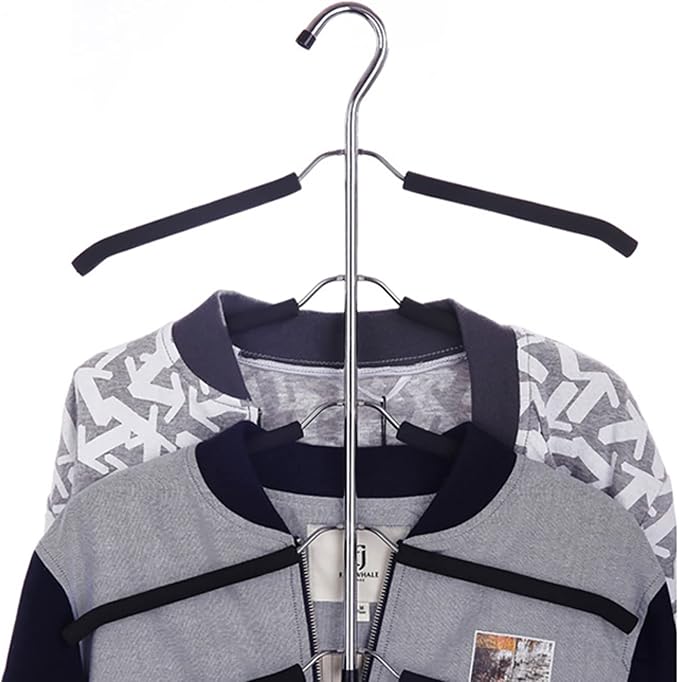 Blouse Tree Hangers Multi-Layer Clothes Hangers 3 Pack 5 in 1 Non Slip Space Saving Closet Organizer Stainless Steel Shirt Hanger Coats Hanger（Black） - Image 7