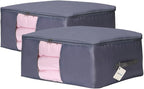 Comforter Storage Bags Pack of 2,Pillow Beddings/Blanket Clothes Organizer Storage Containers with Zippers,Breathable and Moistureproof(Grey 2pcs, XXL) by VEAMOR