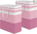 HomeHacks 2 Pack Large Laundry Baskets, Laundry Hampers Bags (Pink 125Lx2) | Waterproof, Freestanding, Collapsible Clothes Hamper with Reinforced Handles in Laundry Room, Dorm, Bathroom, Bedroom by HomeHacks