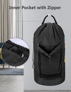 Dalykate Backpack Laundry Bag, Laundry Backpack with Shoulder Straps and Mesh Pocket Nylon Clothes Hamper Bag with Drawstring Closure - Image 5