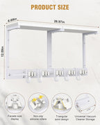 Large Broom Holder Wall Mount with Shelf, Vacuum Organizer, 5 Slots 5 Hooks - Image 7