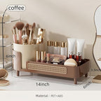 Booklov Rotating Makeup Organizer for Vanity Countertop, Coffee - Image 2