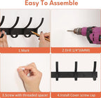 Optish Coat Rack Wall Mount, Coat Hook Wall Mount, Wall Hooks for Hanging, Hat Rack for Walls, Coats Hanger with 10 Hook, Towel Hooks for Bathrooms (1 Pack, Black) - Image 5